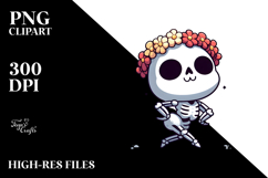 Dramatic Skull with Flower Crown, Quirky PNG Product Image 2