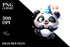 Playful Panda with Party Hat, Transparent PNG Product Image 2