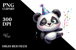 Expressive Cartoon Panda with Party Hat, PNG Product Image 2
