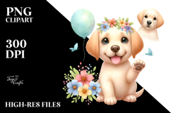 Watercolor Cute Cartoon Labrador Retriever PNG Product Image 2