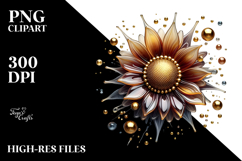 Abstract Golden Sunflower PNG Product Image 2