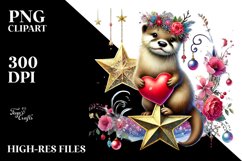 Colorful Adorned Otter Sitting on a Star PNG Product Image 2