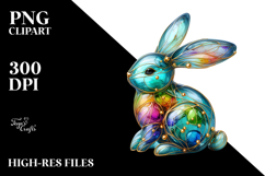 Colorful Bunny Made of with Golden Insertions PNG Product Image 2