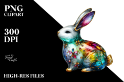 Colorful Bunny Made of with Golden Insertions PNG Product Image 2