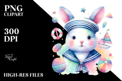 Vibrant Rabbit in Sailor Suit PNG Product Image 2