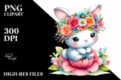 Colorful Bunny Sitting on Star PNG Product Image 1