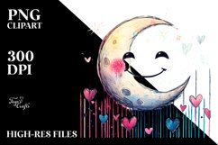 Colorful Moon with Hearts, Transparent PNG Product Image 2