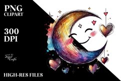 Colorful Moon with Hearts, Transparent PNG Product Image 2