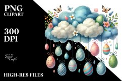 Cloud with Easter Eggs Hanging Sublimation PNG Product Image 2