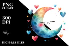 Smiling Moon with Hearts, PNG Product Image 2