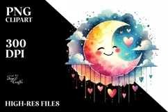Colorful Half Moon with Hearts, Transparent PNG Product Image 2