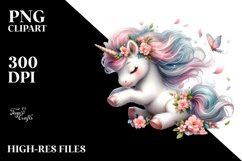 Cute Baby Unicorn Spring Petals Clipart Product Image 1