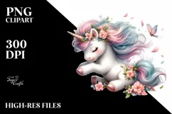 Cute Baby Unicorn Spring Petals Clipart Product Image 1