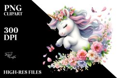 Cute Baby Unicorn Spring Petals Clipart Product Image 1
