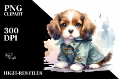 Expressive Baby Brittany in Raincoat, PNG Product Image 3