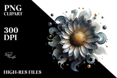 Abstract Glossy Sunflower Watercolor Splash PNG Product Image 2