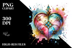 Colorful Hearthglass on Splashy Background PNG Product Image 2