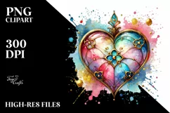 Colorful Hearthglass on Splashy Background PNG Product Image 2