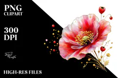 Poppy with Golden Insertions, Transparent PNG Product Image 2