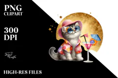 Funky Kitten in Beachwear PNG Product Image 2