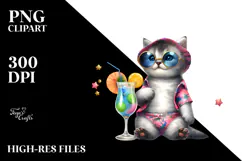 Cute Kitten in Beachwear PNG Product Image 2