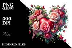 Digital Painting Heart with Roses, Effect PNG Product Image 2