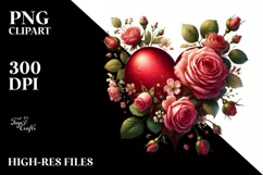 Digital Painting Hearth with Roses PNG Product Image 2