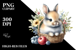 Digital Watercolor Adorning Baby Bunny PNG Product Image 2