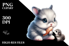 Digital Watercolor Adorning Baby Bunny PNG Product Image 2