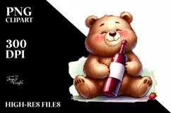 Washed Watercolor Funny Cute Bear Sublimation Clipart Product Image 1