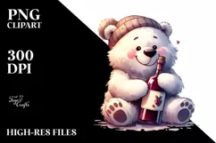 Washed Watercolor Funny Cute Bear Sublimation Clipart Product Image 1