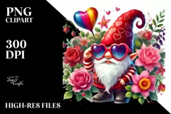 Valentines Gnome Sunglasses PNG Product Image 2