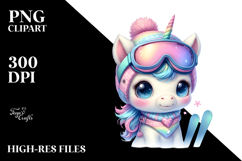 Baby Unicorn in Skier&#039;s Goggles PNG Product Image 2