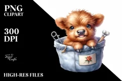 Smiling Baby Highland Cow in a Pocket | Sublimation | Product Image 1