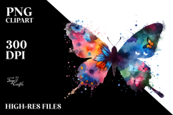 Vibrant Bird with Butterfly Silhouettes, Transparent PNG Product Image 2