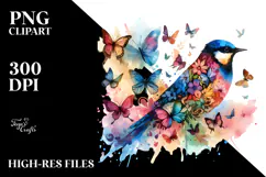 Colorful Bird Silhouettes PNG Product Image 2