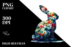 Bunny Silhouette of Flowers PNG Product Image 2