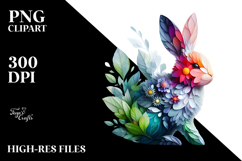 Abstract Bunny with Flowers PNG Product Image 2