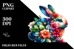 Vibrant Bunny with Plant Leaves PNG Product Image 2