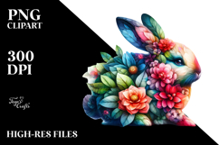 Vibrant Bunny with Plant Leaves PNG Product Image 2