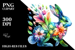 Abstract Bunny with Flowers PNG Product Image 2