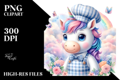 Colorful Baby Unicorn Baker PNG Product Image 2