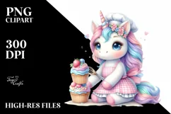 Baby Unicorn with Baker's Apron PNG Product Image 1