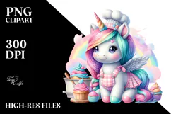 Baby Unicorn with Baker's Apron PNG Product Image 2