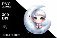 Smiling Baby on the Moon | Sublimation | Clipart Product Image 1