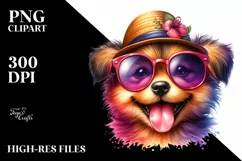 Vibrant Puppy Watercolor Sticker Clipart Product Image 1