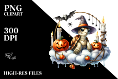 Turtle Dressed for Halloween on Cloud PNG Product Image 2
