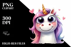Expressive Funny Star Unicorn, PNG Product Image 1