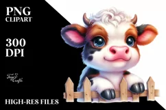 Colorful Baby Cow Smiling Clipart Product Image 1