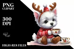 a Cute Watercolor West Highland White Terrier PNG Product Image 3